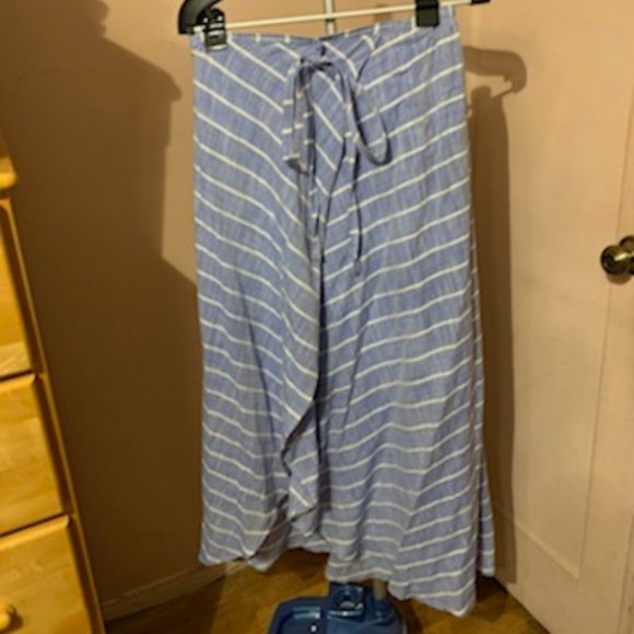 Fourteenth Place mock wrap blue and white maxi skirt - Picture 1 of 11